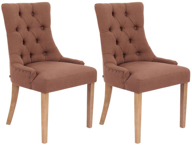 TPFLiving 2er Set Esszimmerstuhl Aboli Stoff antik-hell - Braun von TPFLiving