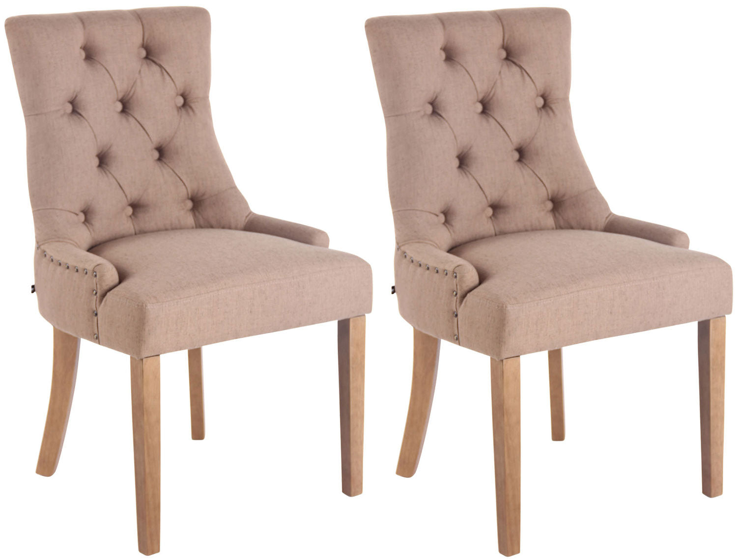 TPFLiving 2er Set Esszimmerstuhl Aboli Stoff antik-hell - Taupe TPFLiving 2er Set Esszimmerstuhl Aboli Stoff antik-hell - Taupe von TPFLiving
