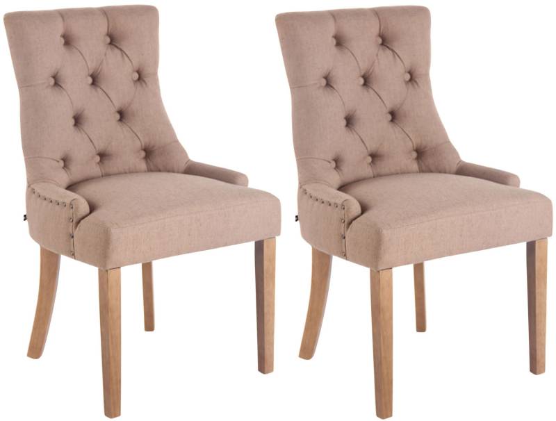 TPFLiving 2er Set Esszimmerstuhl Aboli Stoff antik-hell - Taupe von TPFLiving