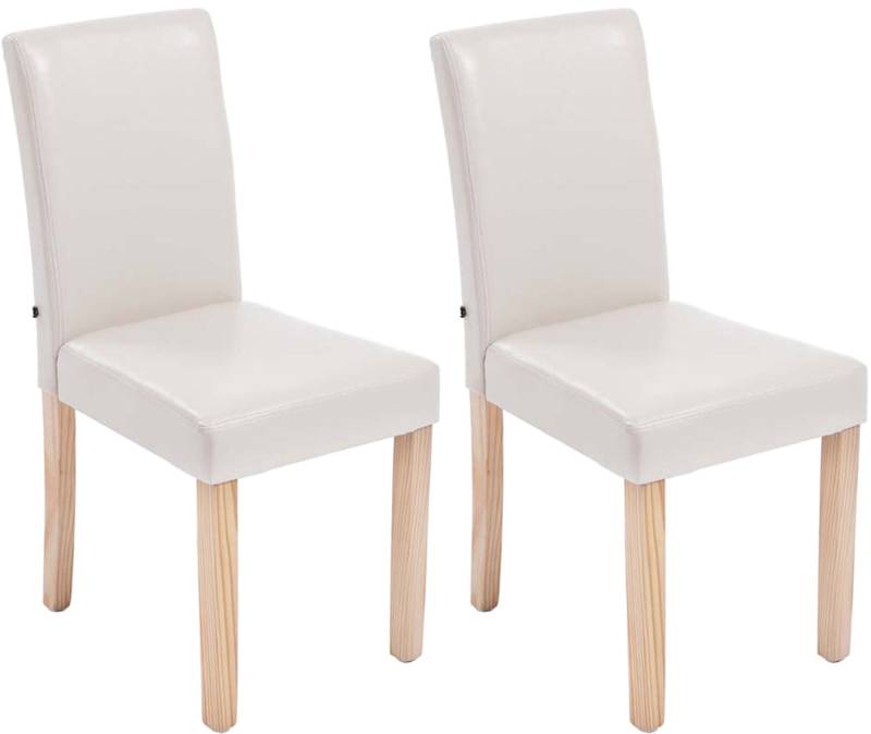 TPFLiving 2er Set Esszimmerstuhl Ines Kunstleder Gestell Holz Natura - Creme von TPFLiving