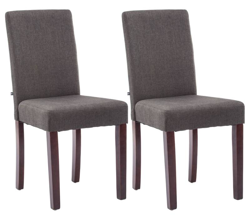 TPFLiving 2er Set Esszimmerstuhl Ines Stoff Gestell Holz Cappuccino - Dunkelgrau von TPFLiving