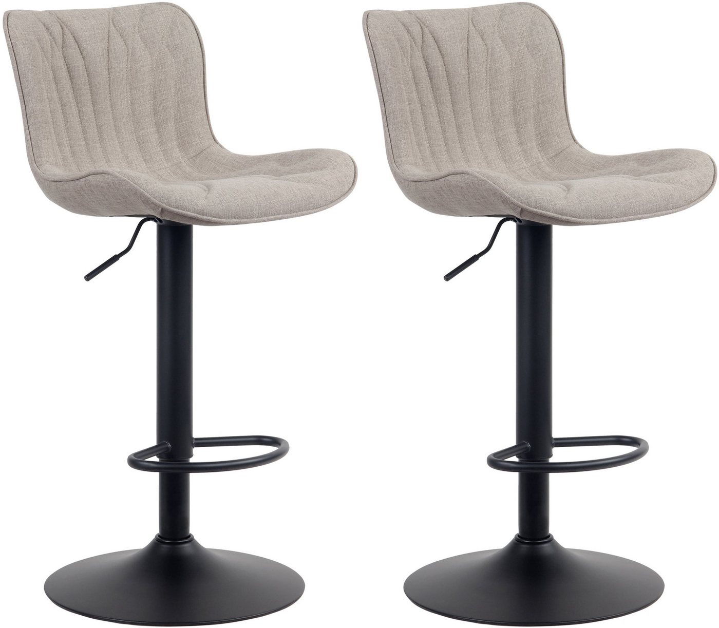 TPFLiving Barhocker 2er Set (Barstuhl - Hocker für Küche - stabiles Drehgestell), Thekenstuhl mit bequemer Sitzfläche: Stoff taupe von TPFLiving