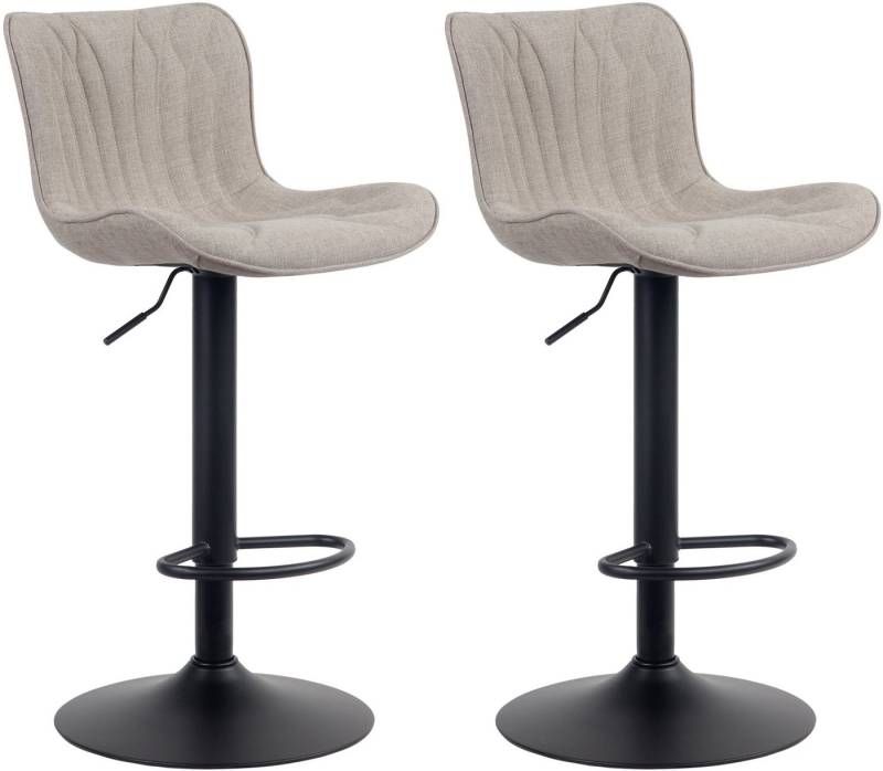 TPFLiving Barhocker 2er Set (Barstuhl - Hocker für Küche - stabiles Drehgestell), Thekenstuhl mit bequemer Sitzfläche: Stoff taupe von TPFLiving