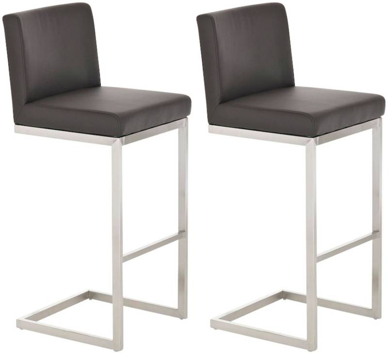 TPFLiving Barhocker 2er Set (Barstuhl - Hocker für Küche - stabiles Kufengestell), Thekenstuhl mit bequemer Sitzfläche: Kunstleder braun von TPFLiving