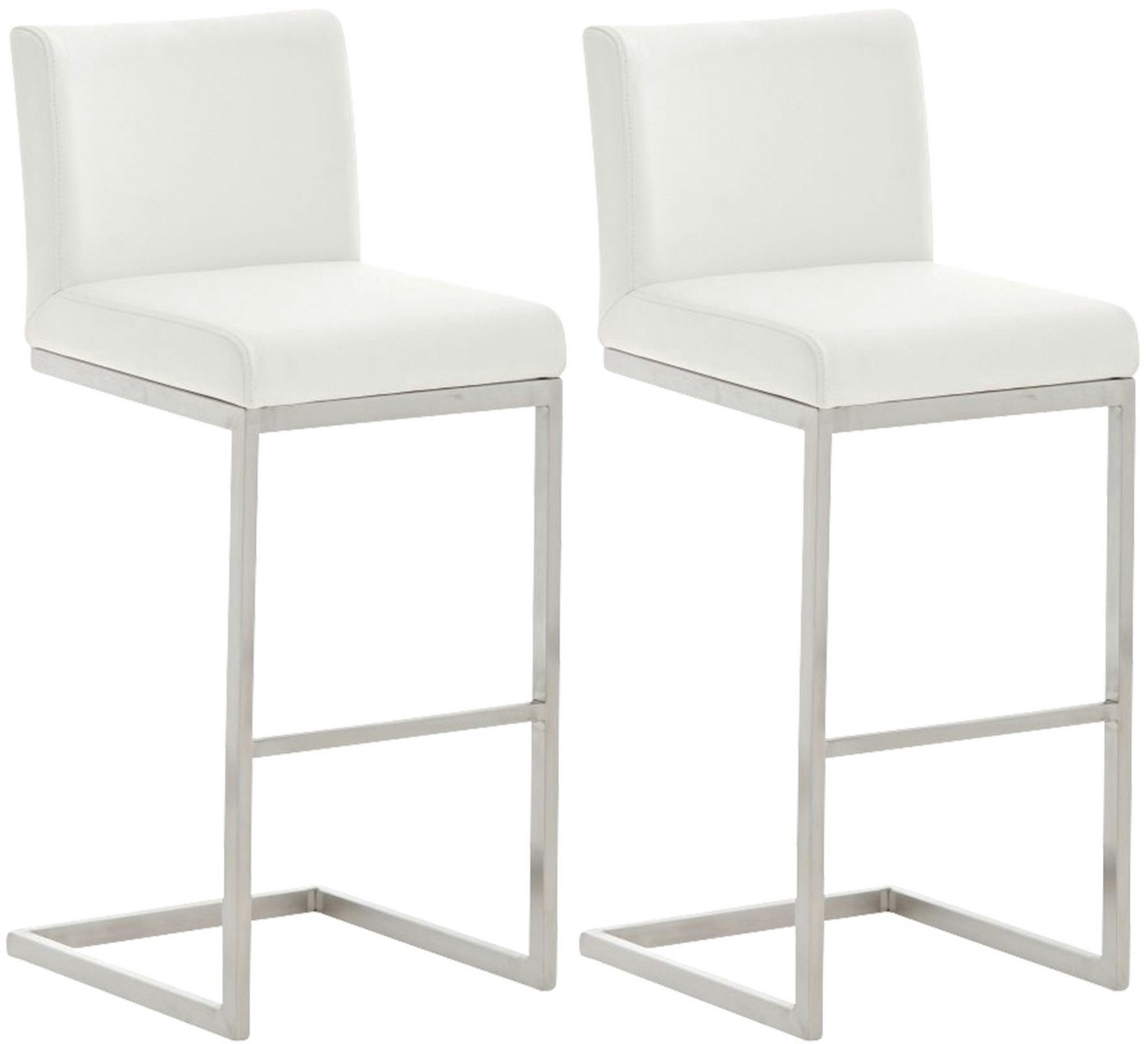 TPFLiving Barhocker 2er Set (Barstuhl - Hocker für Küche - stabiles Kufengestell), Thekenstuhl mit bequemer Sitzfläche: Kunstleder weiß von TPFLiving
