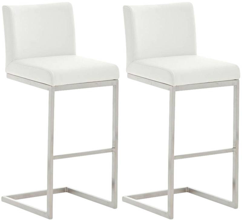 TPFLiving Barhocker 2er Set (Barstuhl - Hocker für Küche - stabiles Kufengestell), Thekenstuhl mit bequemer Sitzfläche: Kunstleder weiß von TPFLiving
