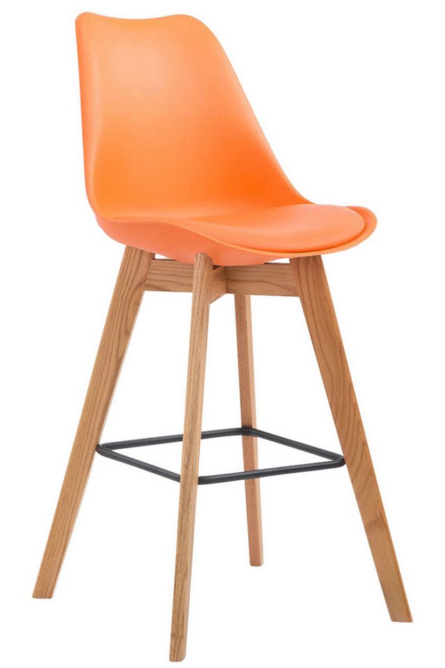 TPFLiving Barhocker 2er Set (Barstuhl - Hocker für Küche - stabiles Vierfußgestell), Thekenstuhl mit bequemer Sitzfläche: Kunststoff orange von TPFLiving