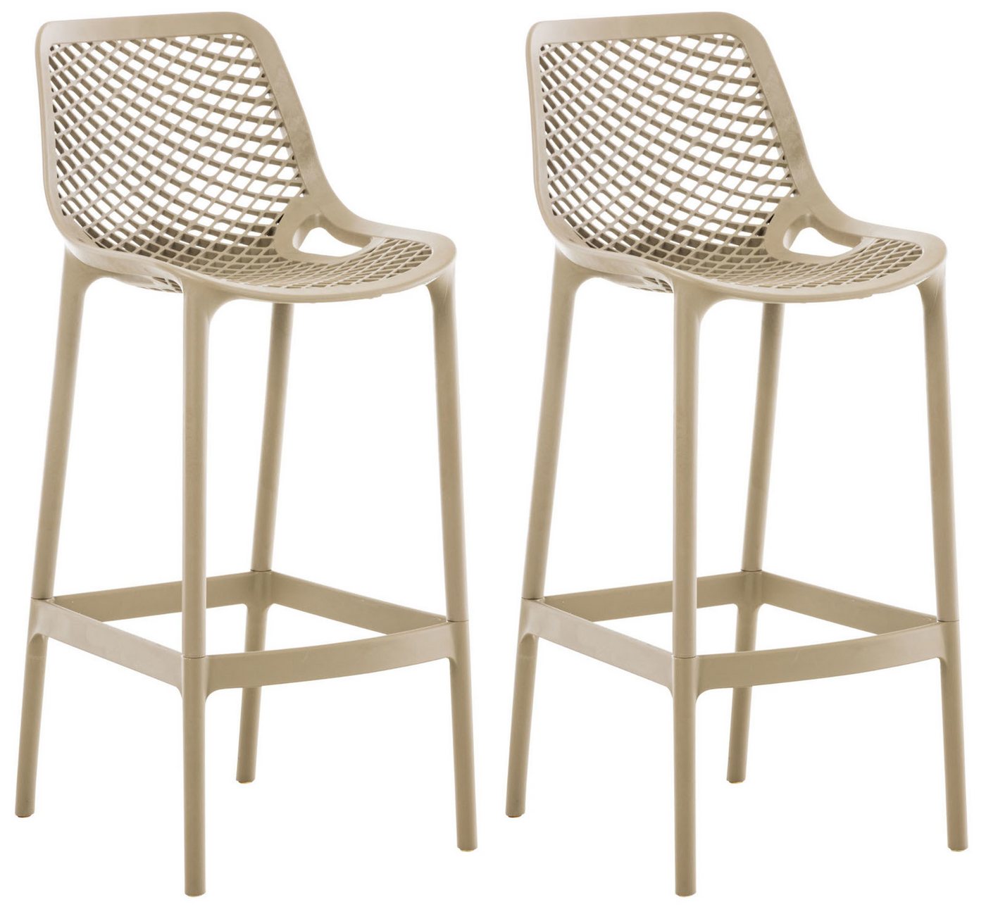 TPFLiving Barhocker 2er Set (Barstuhl - Hocker für Küche - stabiles Vierfußgestell), Thekenstuhl mit bequemer Sitzfläche: Kunststoff schlamm von TPFLiving