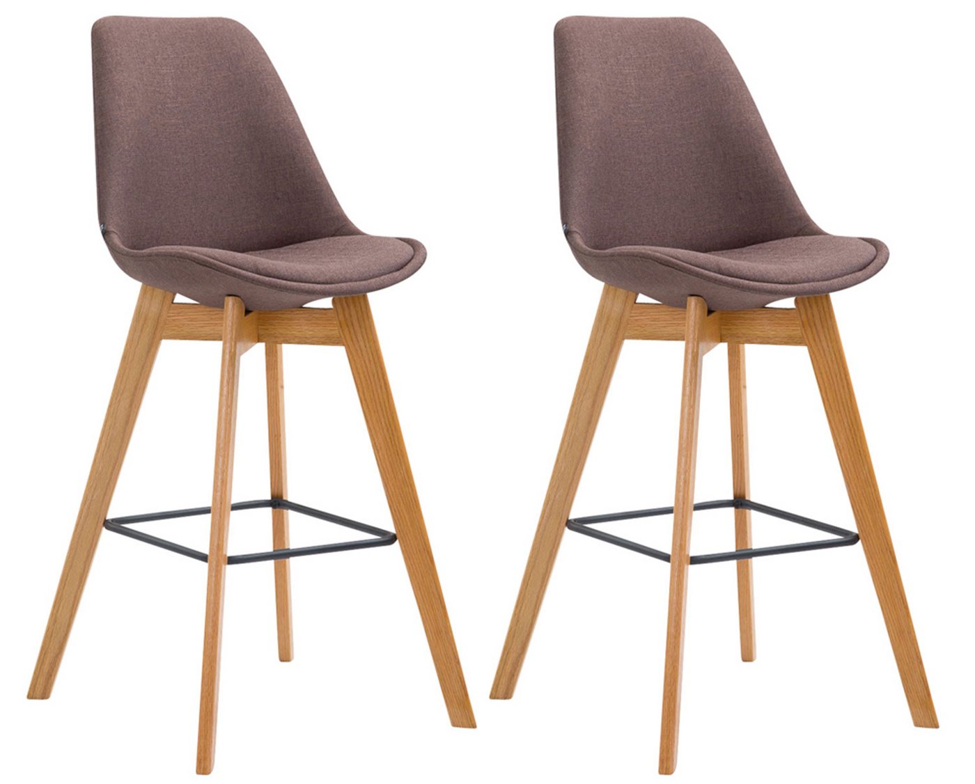 TPFLiving Barhocker 2er Set (Barstuhl - Hocker für Küche - stabiles Vierfußgestell), Thekenstuhl mit bequemer Sitzfläche: Stoff braun von TPFLiving