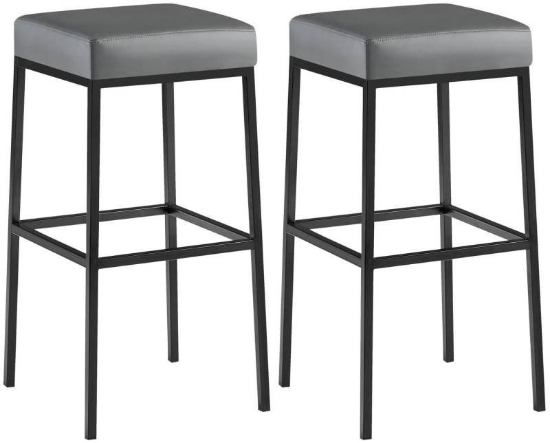 TPFLiving Barhocker 2er Set (Barstuhl - Thekenhocker - Polsterhocker - Hocker für Küche), Gestell schwarz - Tresenhocker- Sitzfläche: Kunstleder grau von TPFLiving