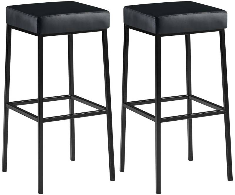 TPFLiving Barhocker 2er Set (Barstuhl - Thekenhocker - Polsterhocker - Hocker für Küche), Gestell schwarz - Tresenhocker- Sitzfläche: Kunstleder schwarz von TPFLiving