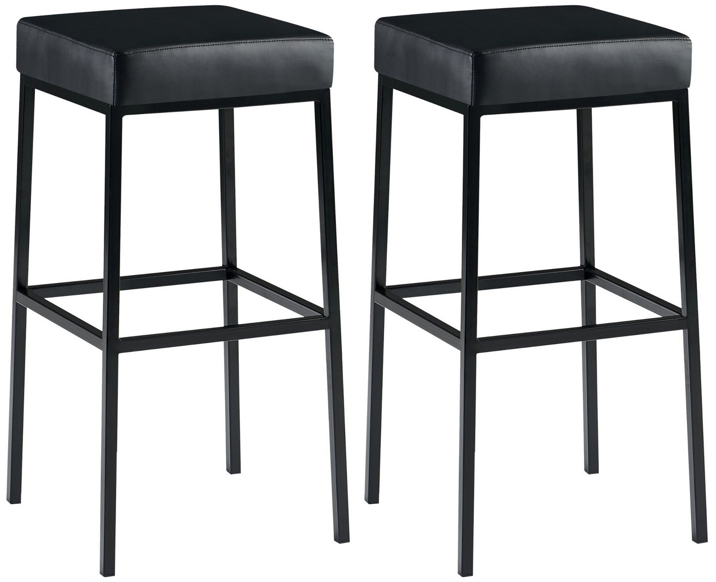 TPFLiving Barhocker 2er Set (Barstuhl - Thekenhocker - Polsterhocker - Hocker für Küche), Gestell schwarz - Tresenhocker- Sitzfläche: Kunstleder schwarz von TPFLiving