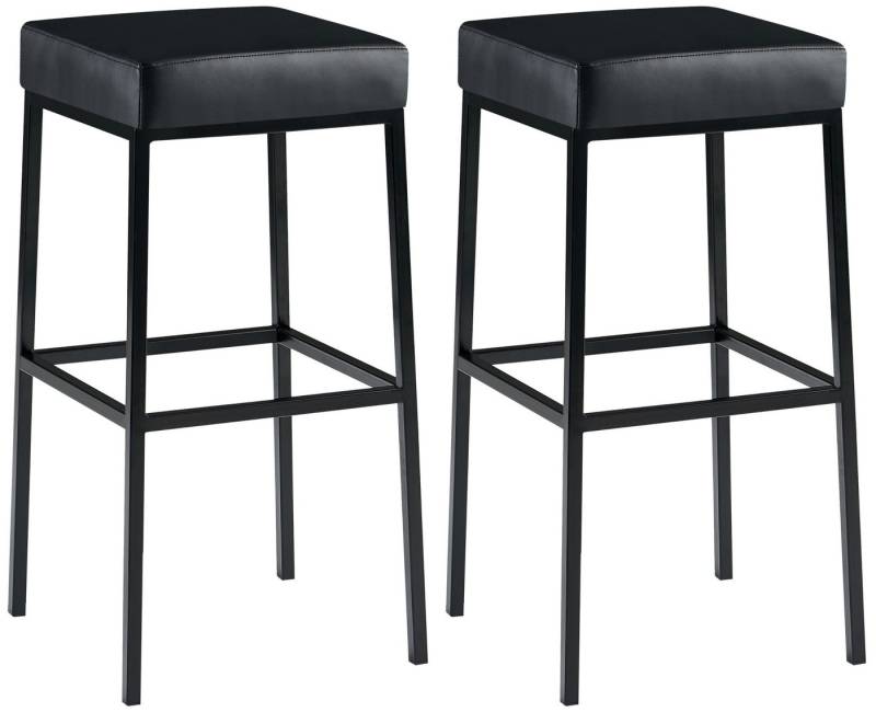 TPFLiving Barhocker 2er Set (Barstuhl - Thekenhocker - Polsterhocker - Hocker für Küche), Gestell schwarz - Tresenhocker- Sitzfläche: Kunstleder schwarz von TPFLiving