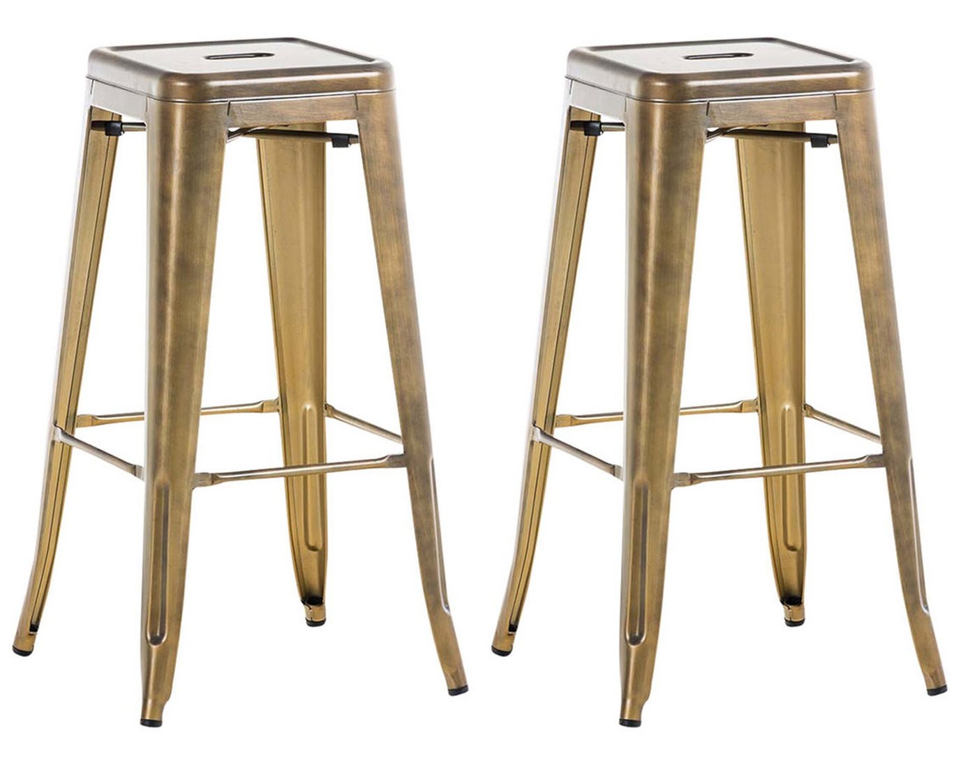 TPFLiving Barhocker 2er Set (Set, 2 St., Barstuhl - Tresenhocker - Thekenhocker - Hocker für Küche), Gestell Metall Gold - Sitzfläche: Metall Gold von TPFLiving