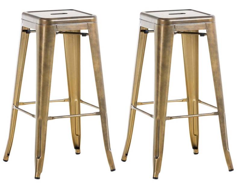 TPFLiving Barhocker 2er Set (Set, 2 St., Barstuhl - Tresenhocker - Thekenhocker - Hocker für Küche), Gestell Metall Gold - Sitzfläche: Metall Gold von TPFLiving