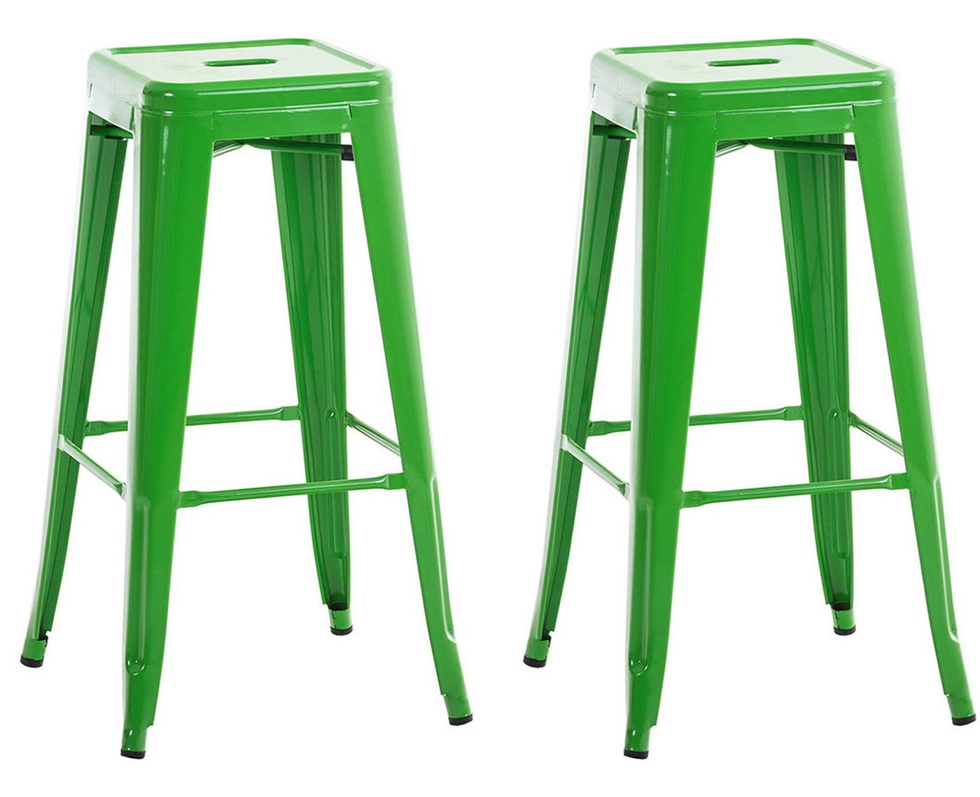 TPFLiving Barhocker 2er Set (Set, 2 St., Barstuhl - Tresenhocker - Thekenhocker - Hocker für Küche), Gestell Metall Grün - Sitzfläche: Metall Grün von TPFLiving