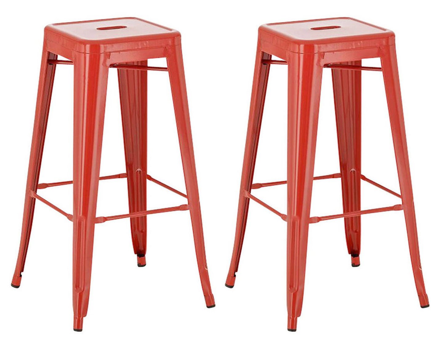 TPFLiving Barhocker 2er Set (Set, 2 St., Barstuhl - Tresenhocker - Thekenhocker - Hocker für Küche), Gestell Metall Rot - Sitzfläche: Metall Rot von TPFLiving