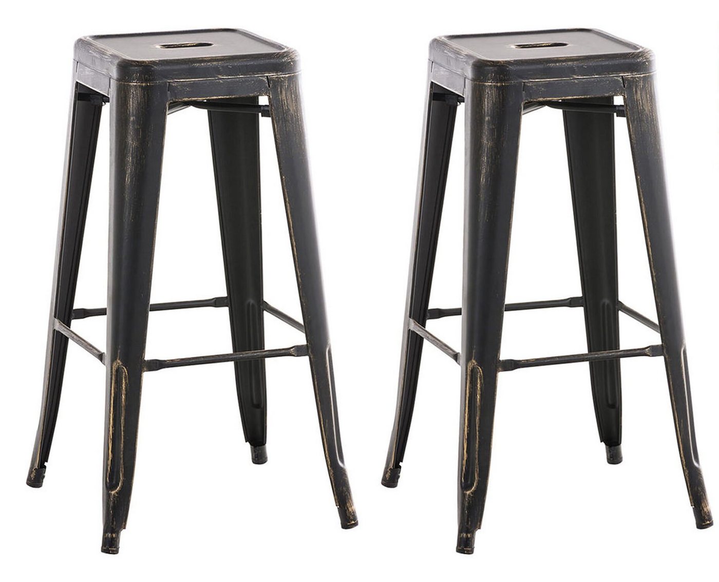 TPFLiving Barhocker 2er Set (Set, 2 St., Barstuhl - Tresenhocker - Thekenhocker - Hocker für Küche), Gestell Metall Schwarz-Gold - Sitzfläche: Metall Schwarz-Gold von TPFLiving