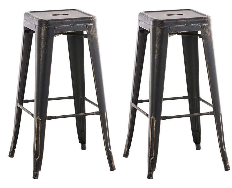 TPFLiving Barhocker 2er Set (Set, 2 St., Barstuhl - Tresenhocker - Thekenhocker - Hocker für Küche), Gestell Metall Schwarz-Gold - Sitzfläche: Metall Schwarz-Gold von TPFLiving