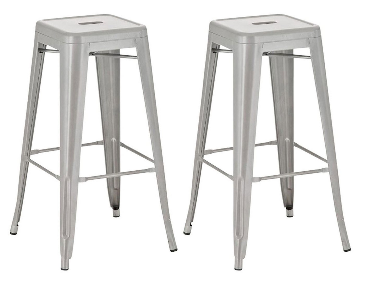 TPFLiving Barhocker 2er Set (Set, 2 St., Barstuhl - Tresenhocker - Thekenhocker - Hocker für Küche), Gestell Metall Silber - Sitzfläche: Metall Silber von TPFLiving