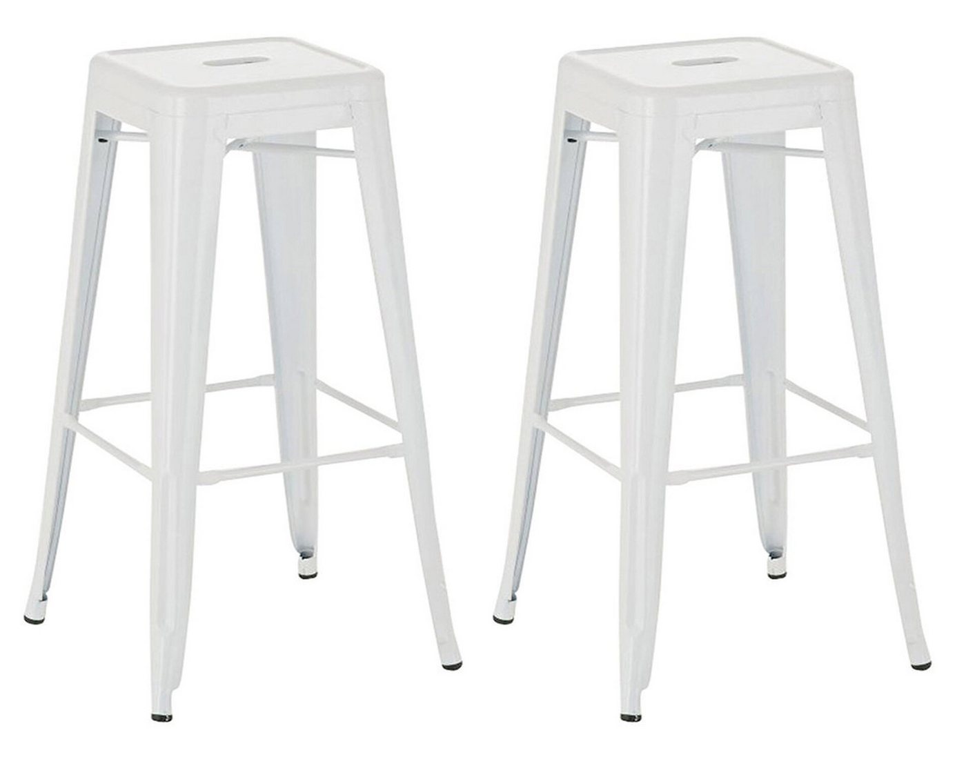 TPFLiving Barhocker 2er Set (Set, 2 St., Barstuhl - Tresenhocker - Thekenhocker - Hocker für Küche), Gestell Metall Weiß - Sitzfläche: Metall Weiß von TPFLiving