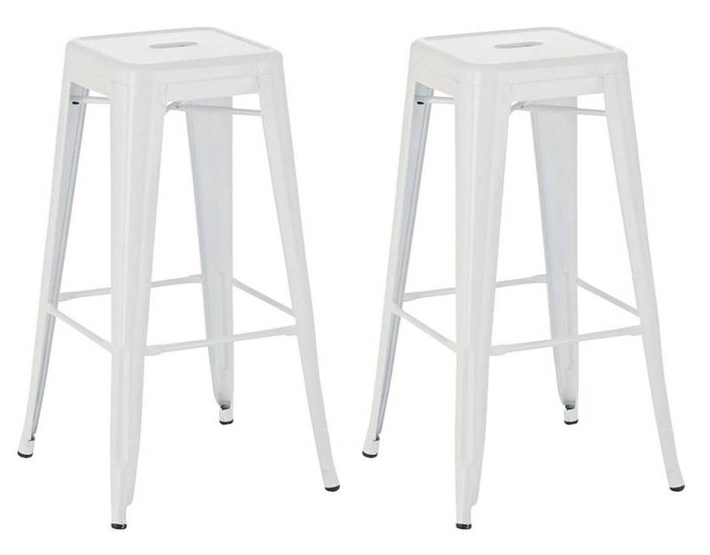 TPFLiving Barhocker 2er Set (Set, 2 St., Barstuhl - Tresenhocker - Thekenhocker - Hocker für Küche), Gestell Metall Weiß - Sitzfläche: Metall Weiß von TPFLiving