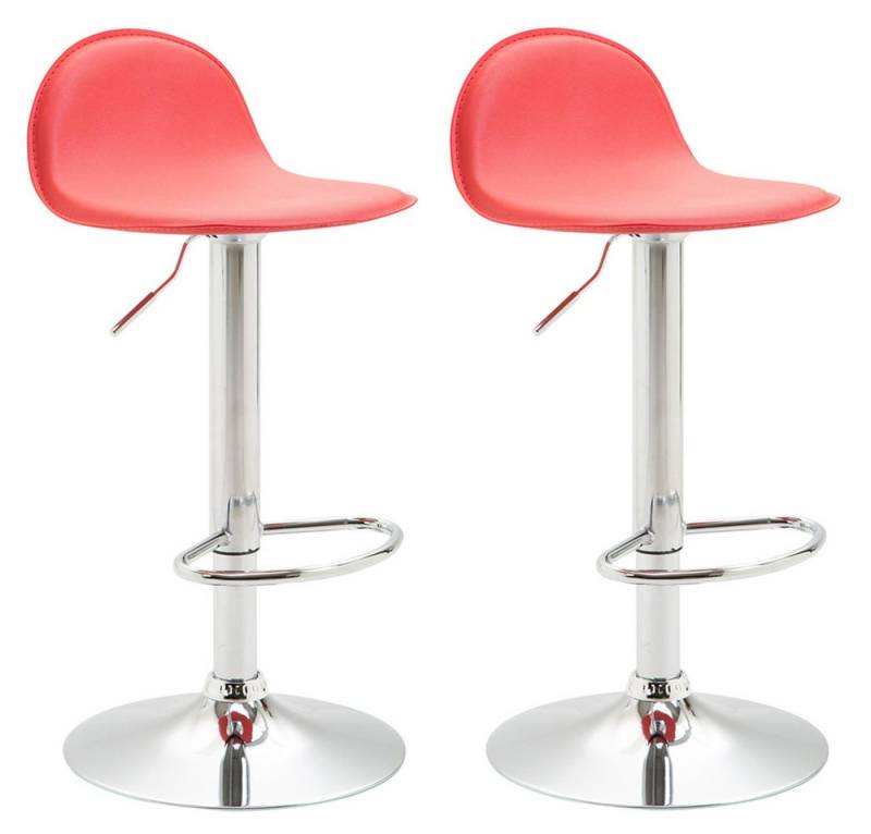 TPFLiving Barhocker 2er Set (Set, 2 St., Barstuhl mit Rückenlehne - Hocker für Küche), 360° drehbar - Gestell: Metall chrom- Sitzfläche: Kunstleder Rot von TPFLiving