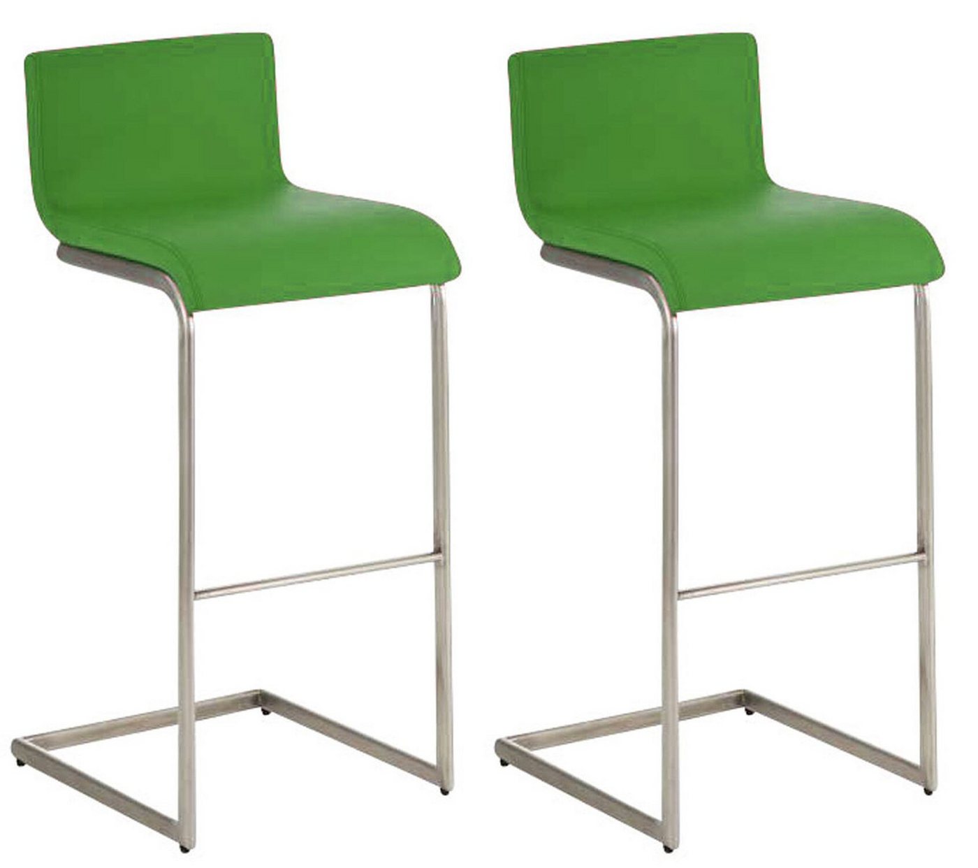 TPFLiving Barhocker 2er Set (Set, 2 St., Barstuhl mit Rückenlehne - Hocker für Küche), Gestell: Metall Edelstahl - Sitzfläche: Kunstleder Grün von TPFLiving
