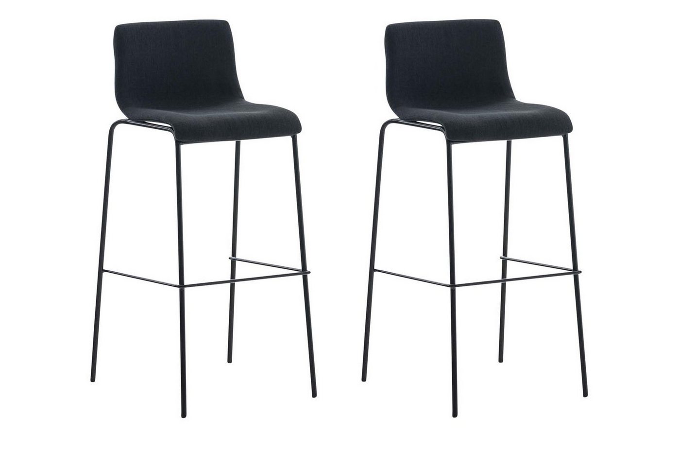 TPFLiving Barhocker 2er Set (Set, 2 St., mit Fußstütze - Hocker für Küche - Tresenhocker), Gestell Metall schwarz - Sitzfläche: Stoff Schwarz von TPFLiving