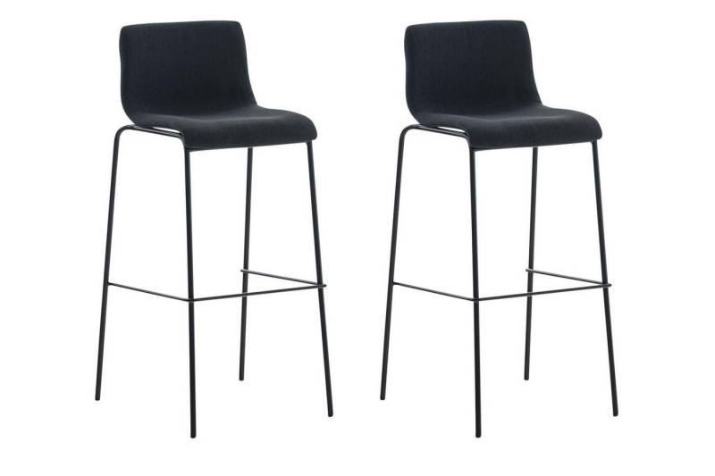 TPFLiving Barhocker 2er Set (Set, 2 St., mit Fußstütze - Hocker für Küche - Tresenhocker), Gestell Metall schwarz - Sitzfläche: Stoff Schwarz von TPFLiving