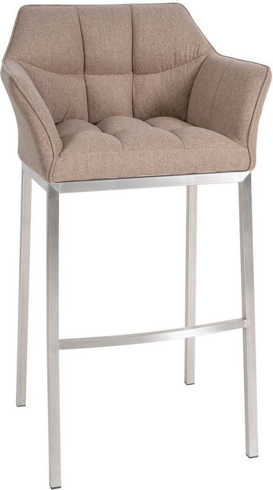 TPFLiving Barhocker 4 Beine (Barstuhl - Hocker für Küche - stabiles Vierfußgestell), Thekenstuhl mit bequemer Sitzfläche: Filz taupe von TPFLiving