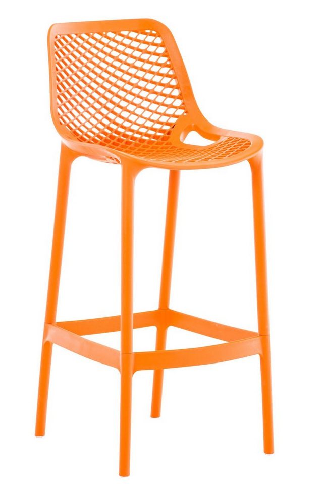 TPFLiving Barhocker Air (mit angenehmer Fußstütze - Hocker für Theke & Küche), Gestell Kunststoff - Sitzfläche: Kunststoff Orange von TPFLiving