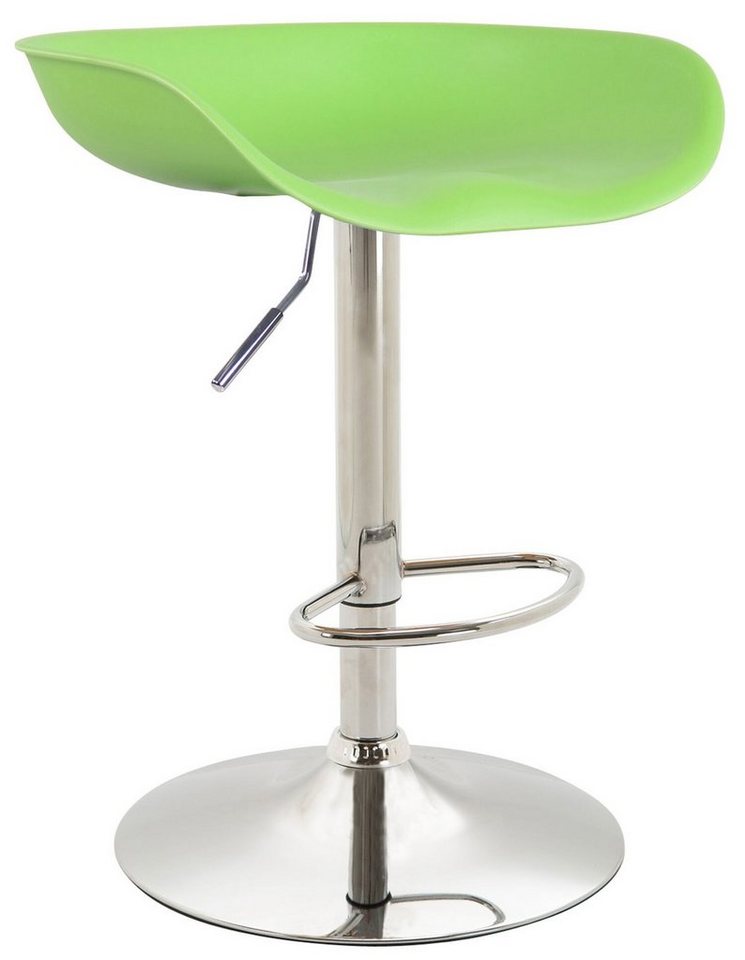 TPFLiving Barhocker Anna mit angenehmer Fußstütze (Barstuhl Hocker für Theke & Küche - 360° drehbar und höhenverstellbar), Gestell Metall chrom - Sitzfläche: Kunststoff Grün von TPFLiving