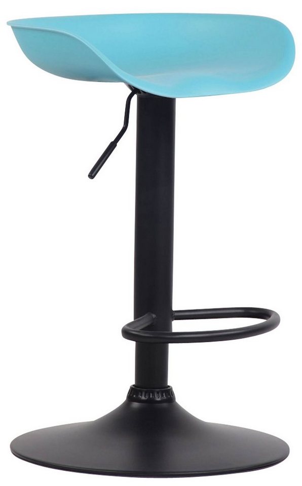 TPFLiving Barhocker Anna mit angenehmer Fußstütze (Barstuhl Hocker für Theke & Küche - 360° drehbar und höhenverstellbar), Gestell Metall schwarz - Sitzfläche: Kunststoff Blau von TPFLiving
