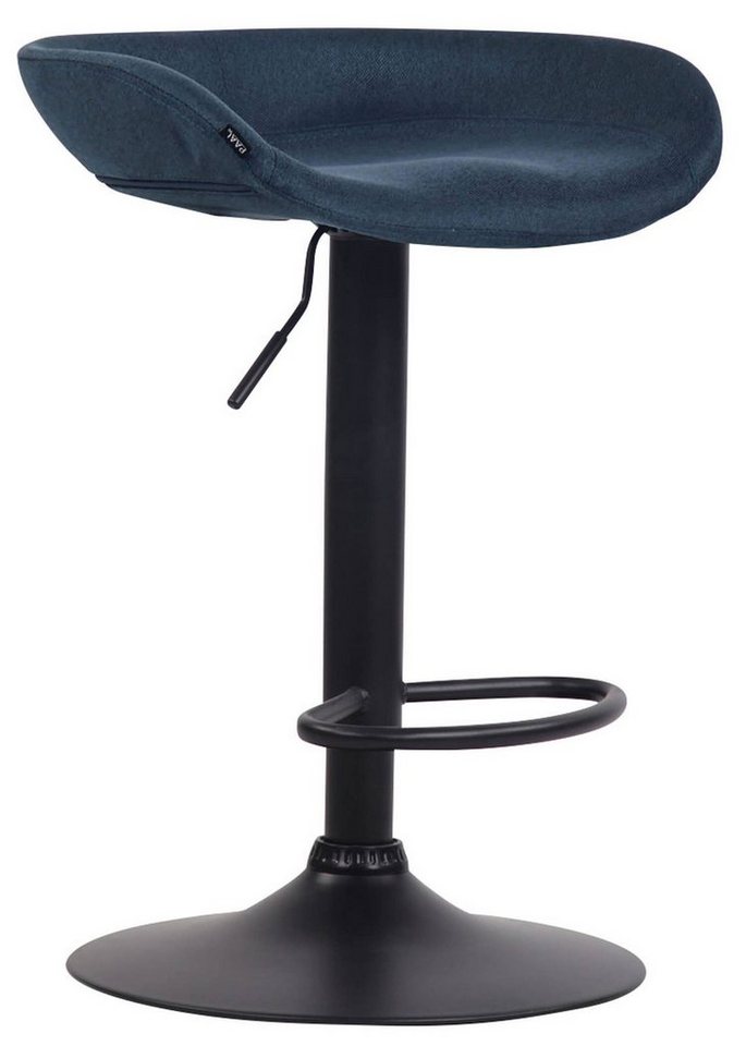 TPFLiving Barhocker Anna mit angenehmer Fußstütze (Barstuhl Hocker für Theke & Küche - 360° drehbar und höhenverstellbar), Gestell Metall schwarz - Sitzfläche: Stoff Blau von TPFLiving