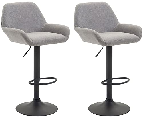 TPFLiving Barhocker Bragnum 2er Set mit bequemer Rückenlehne und angenehmer Fußstütze - Sitzfläche 360° drehbar und höhenverstellbar - Gestell Metall schwarz matt - Sitzfläche: Stoff Grau TPFLiving Barhocker Bragnum 2er Set mit bequemer Rückenlehne und angenehmer Fußstütze - Sitzfläche 360° drehbar und höhenverstellbar - Gestell Metall schwarz matt - Sitzfläche: Stoff Grau von TPFLiving