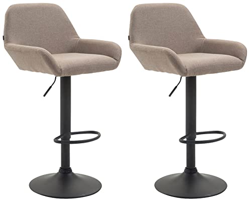 TPFLiving Barhocker Bragnum 2er Set mit bequemer Rückenlehne und angenehmer Fußstütze - Sitzfläche 360° drehbar und höhenverstellbar - Gestell Metall schwarz matt - Sitzfläche: Stoff Taupe TPFLiving Barhocker Bragnum 2er Set mit bequemer Rückenlehne und angenehmer Fußstütze - Sitzfläche 360° drehbar und höhenverstellbar - Gestell Metall schwarz matt - Sitzfläche: Stoff Taupe von TPFLiving