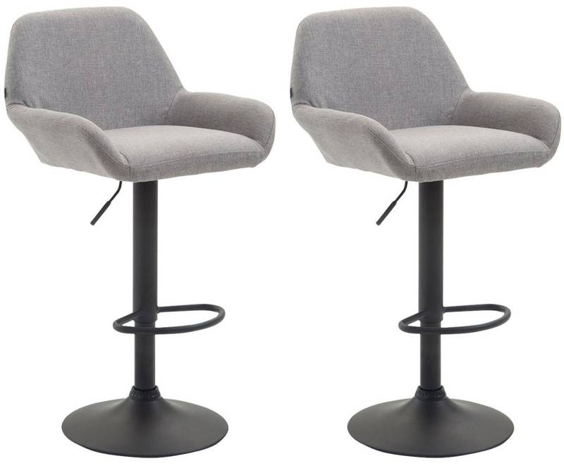 TPFLiving Barhocker Bragnum mit bequemer Rückenlehne und angenehmer Fußstütze (Set, 2 St., Barstuhl Hocker für Theke & Küche - Sitzfläche 360° drehbar), Gestell Metall schwarz matt - Sitzfläche: Stoff Grau von TPFLiving
