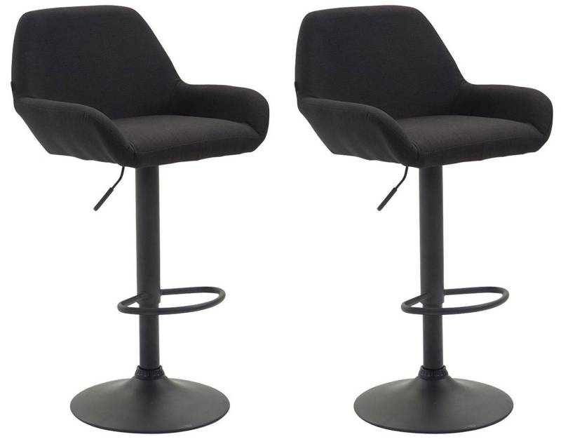 TPFLiving Barhocker Bragnum mit bequemer Rückenlehne und angenehmer Fußstütze (Set, 2 St., Barstuhl Hocker für Theke & Küche - Sitzfläche 360° drehbar), Gestell Metall schwarz matt - Sitzfläche: Stoff Schwarz von TPFLiving