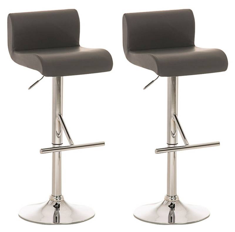 TPFLiving Barhocker Calif (Set, 2 St., Barstuhl höhenverstellbar - Hocker für Theke & Küche - Tresenhocker), 360° drehbar - chromfarbener Stahl - Sitzfläche: Kunstleder Grau von TPFLiving