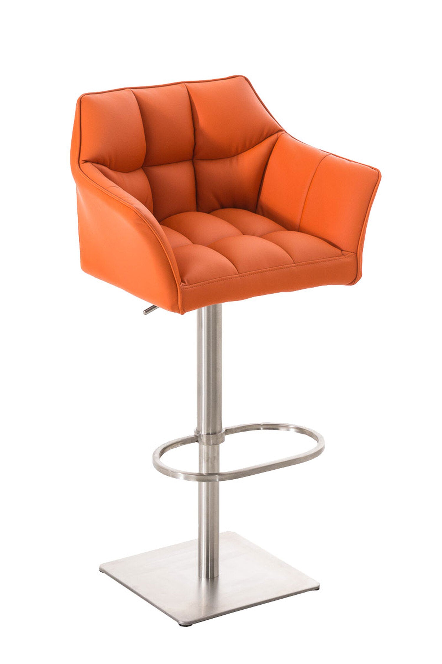 TPFLiving Barhocker Damaskus Gestell Edelstahl Kunstleder - Orange von TPFLiving