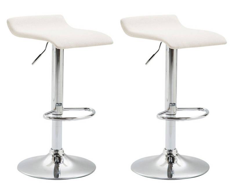 TPFLiving Barhocker Dynasty2 (Set, 2 St., mit Fußstütze - Barstuhl höhenverstellbar - Hocker für Theke & Küche), 360° drehbar - chromfarbener Stahl - Sitzfläche: Stoff Creme von TPFLiving