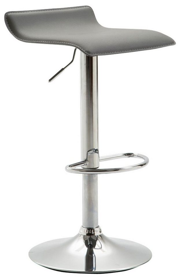 TPFLiving Barhocker Dynasty2 (mit Fußstütze - Barstuhl höhenverstellbar - Hocker für Theke & Küche), 360° drehbar - chromfarbener Stahl - Sitzfläche: Kunstleder Grau von TPFLiving