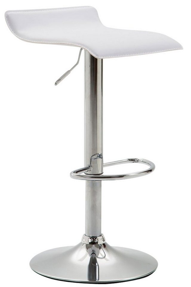 TPFLiving Barhocker Dynasty2 (mit Fußstütze - Barstuhl höhenverstellbar - Hocker für Theke & Küche), 360° drehbar - chromfarbener Stahl - Sitzfläche: Kunstleder Weiß von TPFLiving