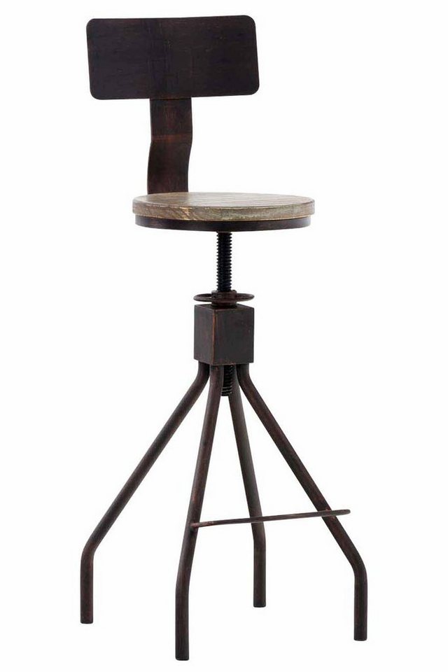 TPFLiving Barhocker Elcom mit angenehmer Fußstütze (Barstuhl Hocker für Theke & Küche), 4-Fuß Gestell Metall Bronze - Sitzfläche: Holz von TPFLiving