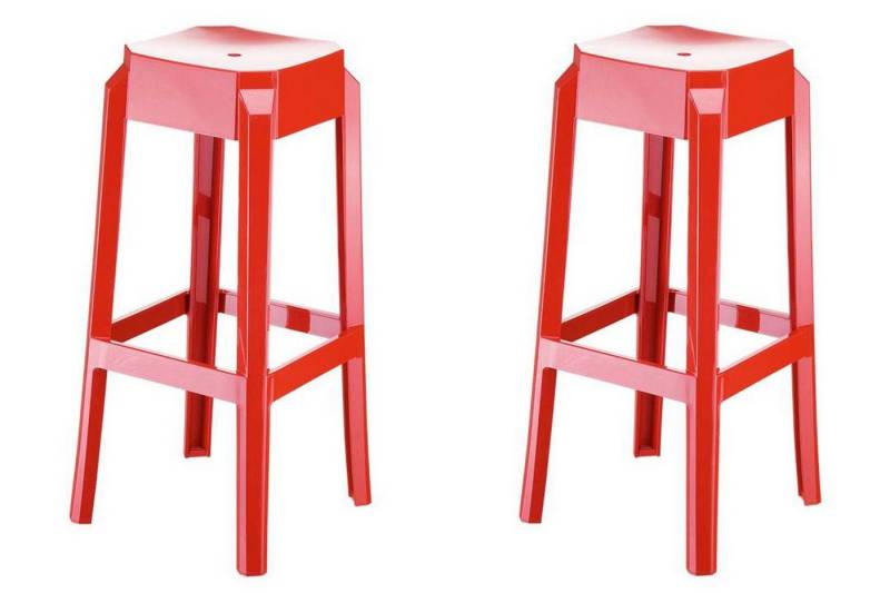 TPFLiving Barhocker Faxi (Set, 2 St., Garten Barstuhl Kunststoff), Hocker für Theke & Küche - stapelbar - Kunststoff Rot von TPFLiving