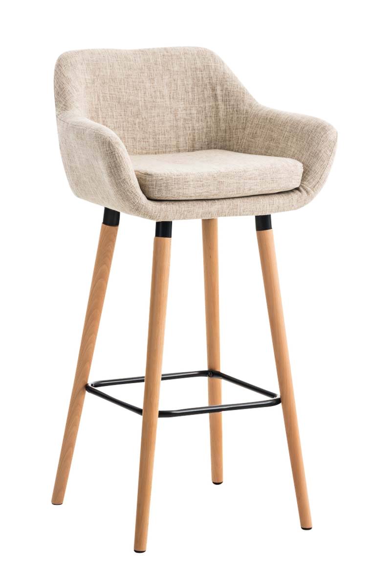 TPFLiving Barhocker Grande Gestell Holz Stoff - Creme von TPFLiving