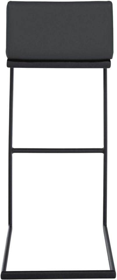 TPFLiving Barhocker Kunstleder (Barstuhl - Hocker für Küche - stabiles Kufengestell), Thekenstuhl mit bequemer Sitzfläche: Kunstleder dunkelgrau von TPFLiving