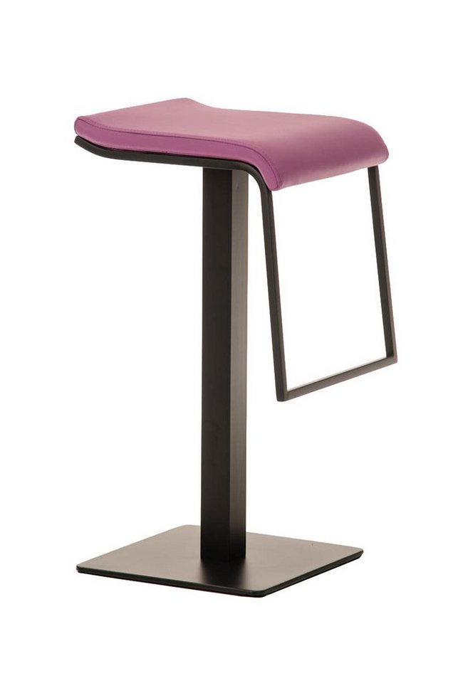 TPFLiving Barhocker Kunstleder (Barstuhl - Tresenhocker - Thekenhocker - Hocker für Küche), Gestell matt schwarz - Sitzfläche: Kunstleder Lila von TPFLiving