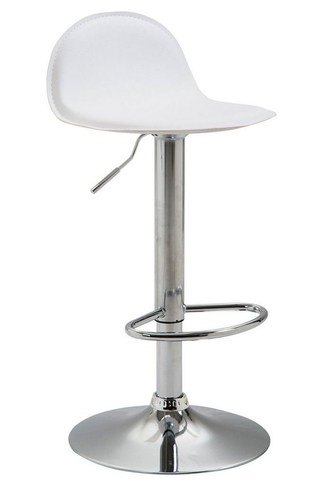 TPFLiving Barhocker Lana (mit hoher Rückenlehne und Fußstütze - Hocker für Theke & Küche), 360° drehbar - Gestell: Metall chrom- Sitzfläche: Kunstleder Weiß von TPFLiving
